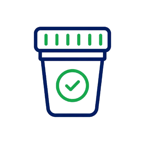 Icono de frasco recolector de muestras médicas para uroanálisis y pruebas de heces.