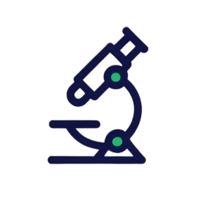 Icono minimalista de un microscopio para análisis microbiológicos en laboratorio clínico de Mañanitas