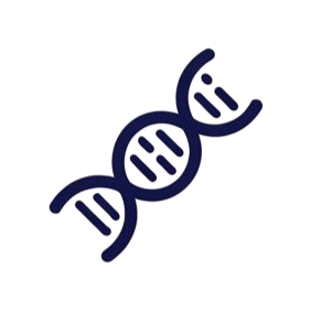 Icono de doble hélice de ADN para pruebas de fertilidad, estudios hormonales y marcadores.